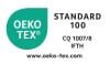 OEKO-TEX® STANDARD 100 certified product, CQ 1007/8 certificate, IFTH. This label guarantees the chemical safety of certified products.